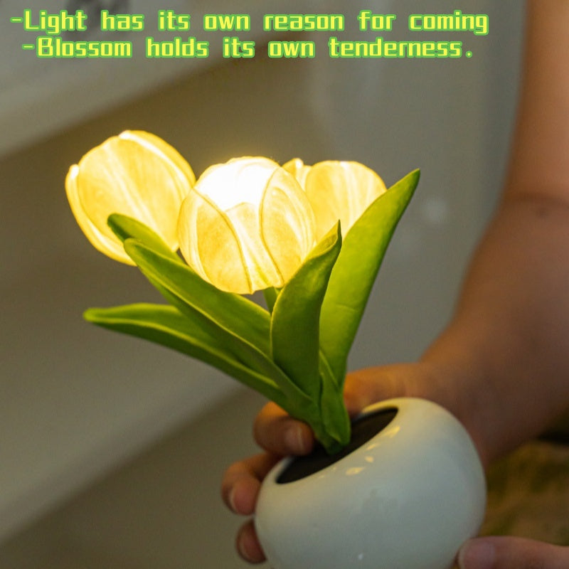 LED flower vase lamp with litle rose